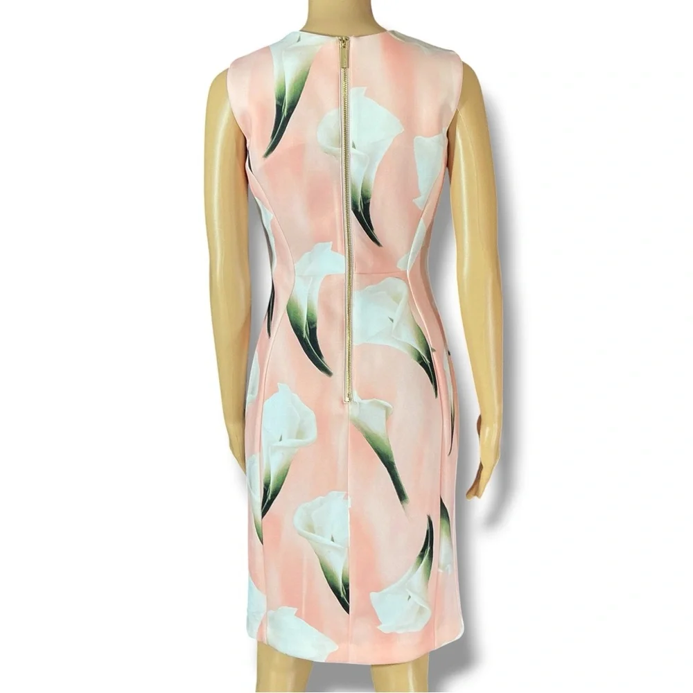 Sleeveless Pink Calla Lily Midi Dress - Picture 3 of 12